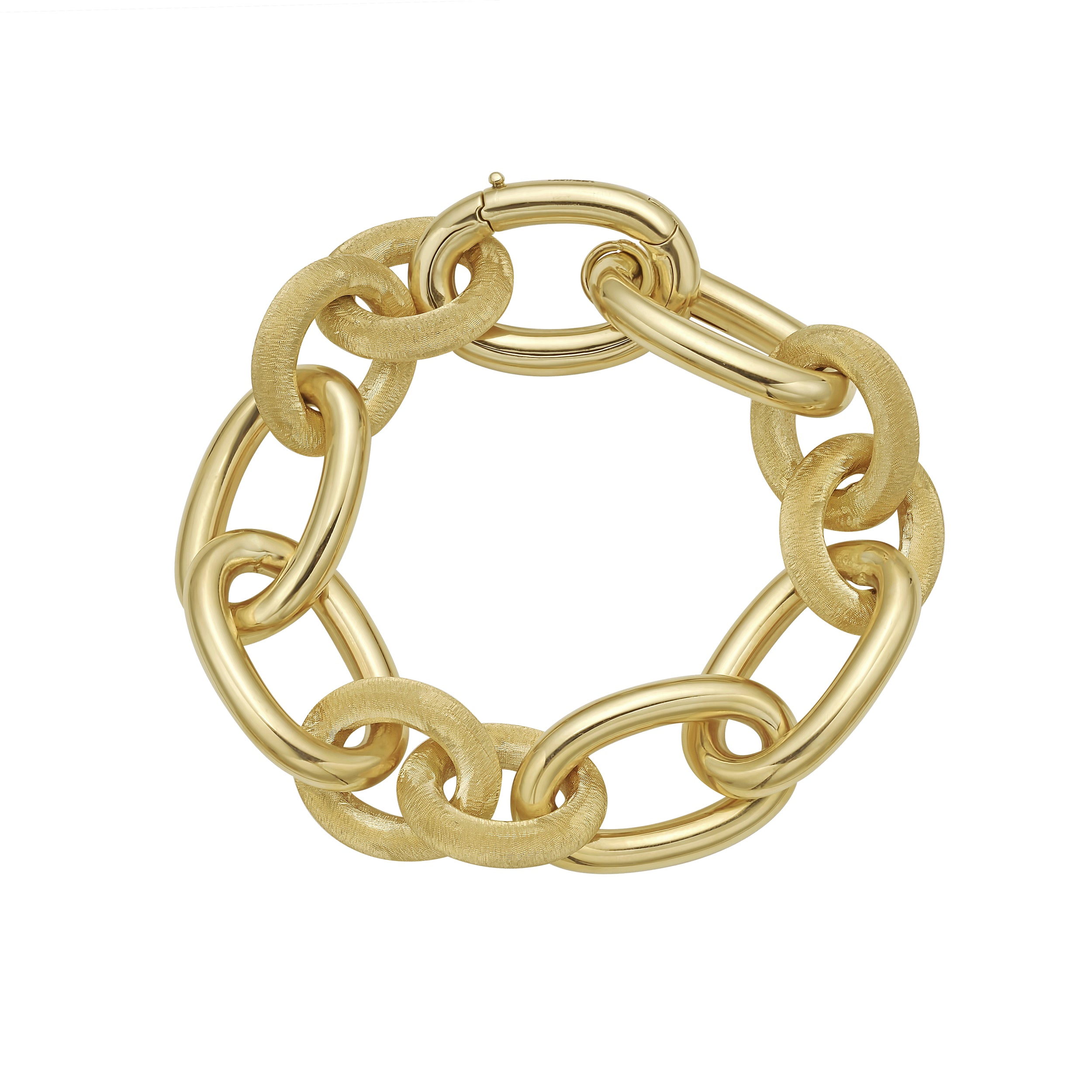 Gold chain bracelet on a white background