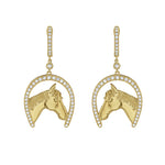 Diamond and Gold Horseshoe Dangle Earrings
