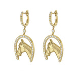 Diamond and Gold Horseshoe Dangle Earrings