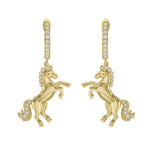 a pair of 18k gold and diamond horse earrings