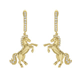 a pair of 18k gold and diamond horse earrings