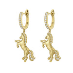 a pair of 18k gold diamond horse earrings