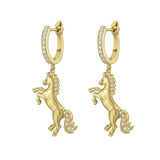 a pair of 18k gold diamond horse earrings
