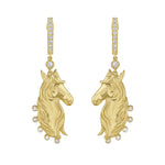 Diamond and gold horse charm earrings