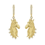 Diamond and gold horse charm earrings