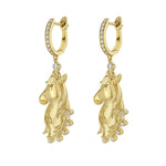 Diamond and gold horse earrings