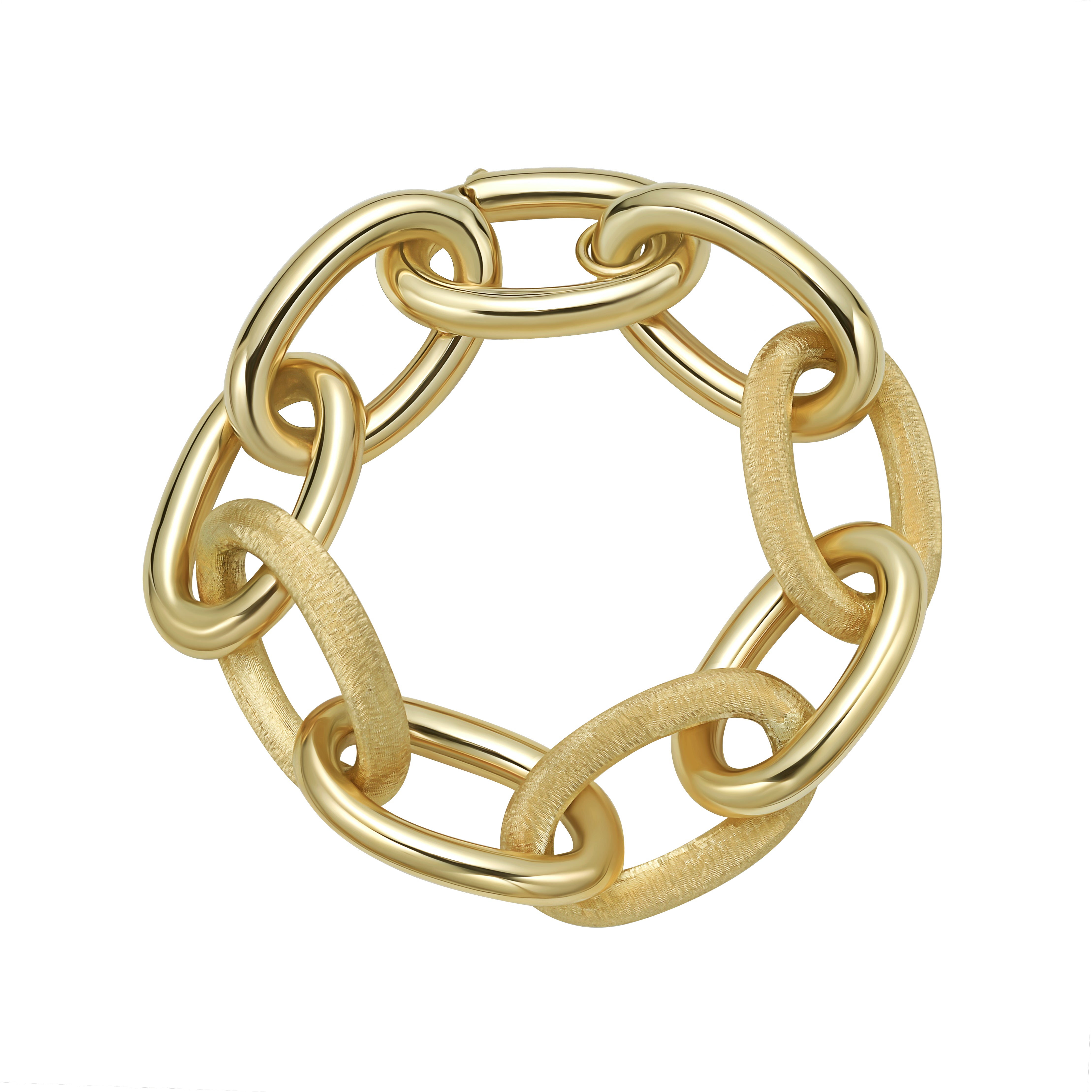 Gold chain-style bracelet on a white background