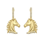 a pair of 18k gold and diamond horse head earrings