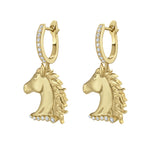 18k gold diamond horse head earrings