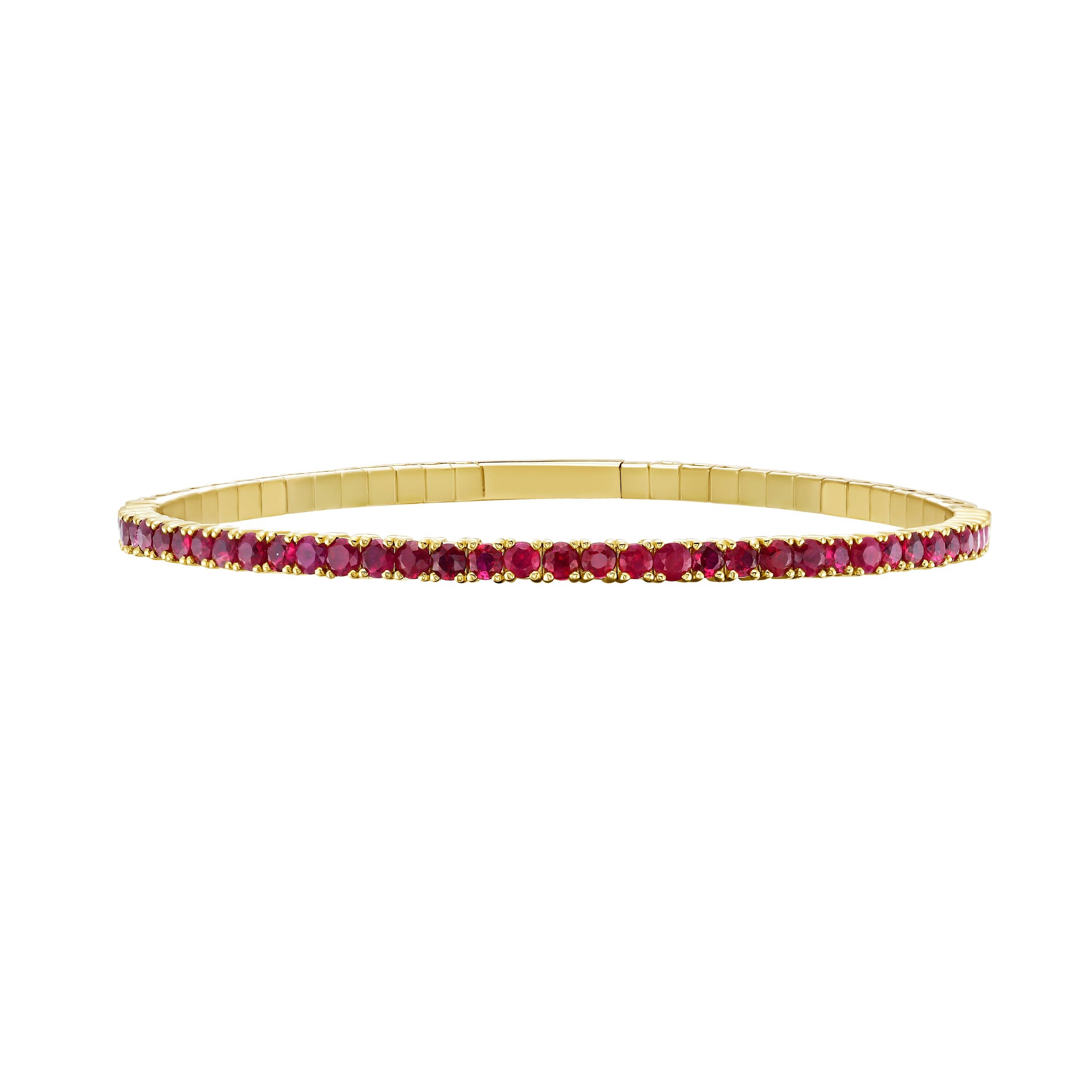 Gold and ruby flexible bangle