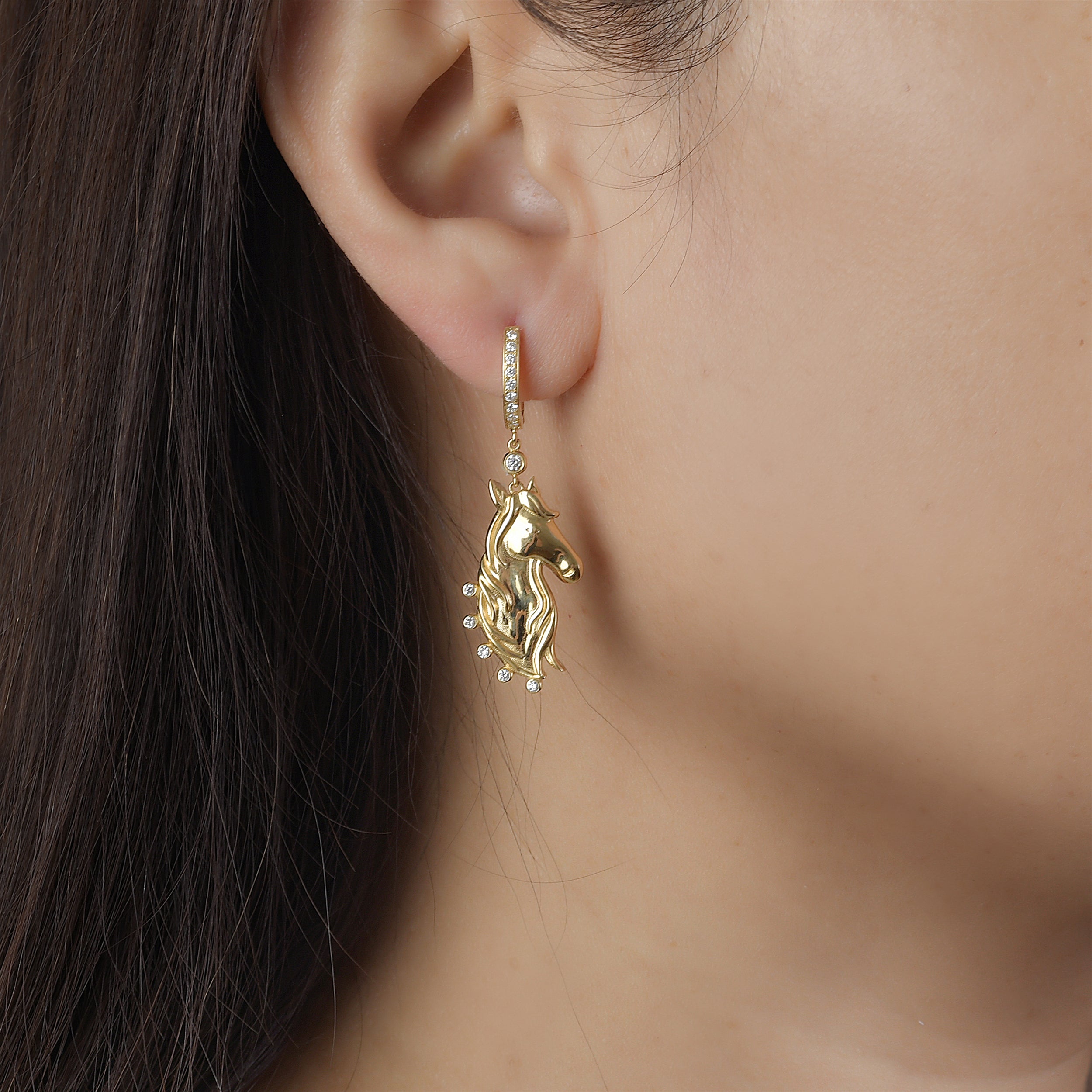 Diamond Horse head earrings