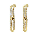 Milano Full Diamond Pinched Link Drop Earrings