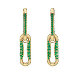 Milano Emerald Pinched Link Drop Earrings