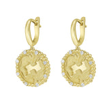 Gold Zodiac Dangle Earrings