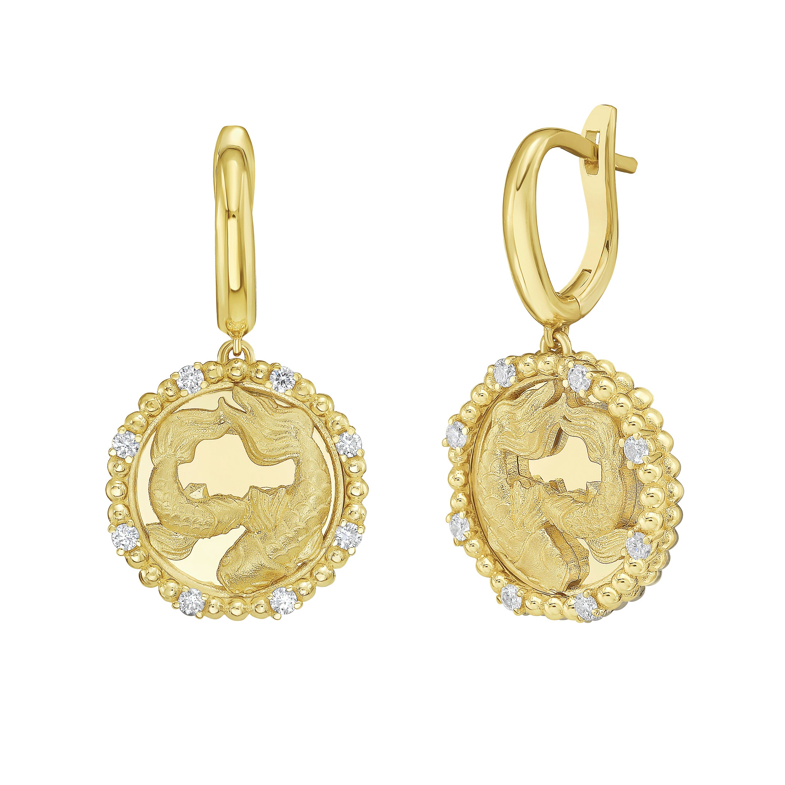 Gold Zodiac Dangle Earrings