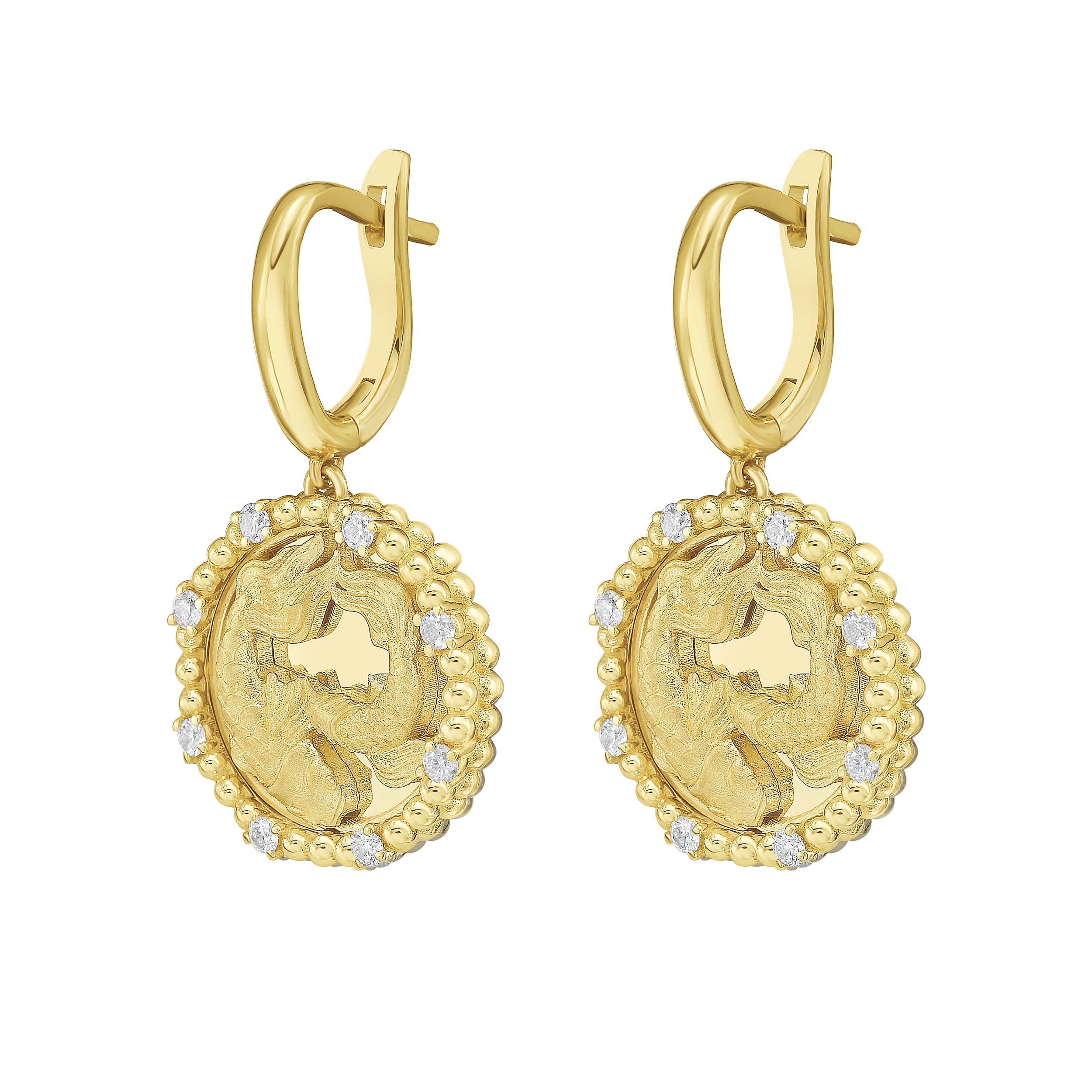 Gold Zodiac Dangle Earrings