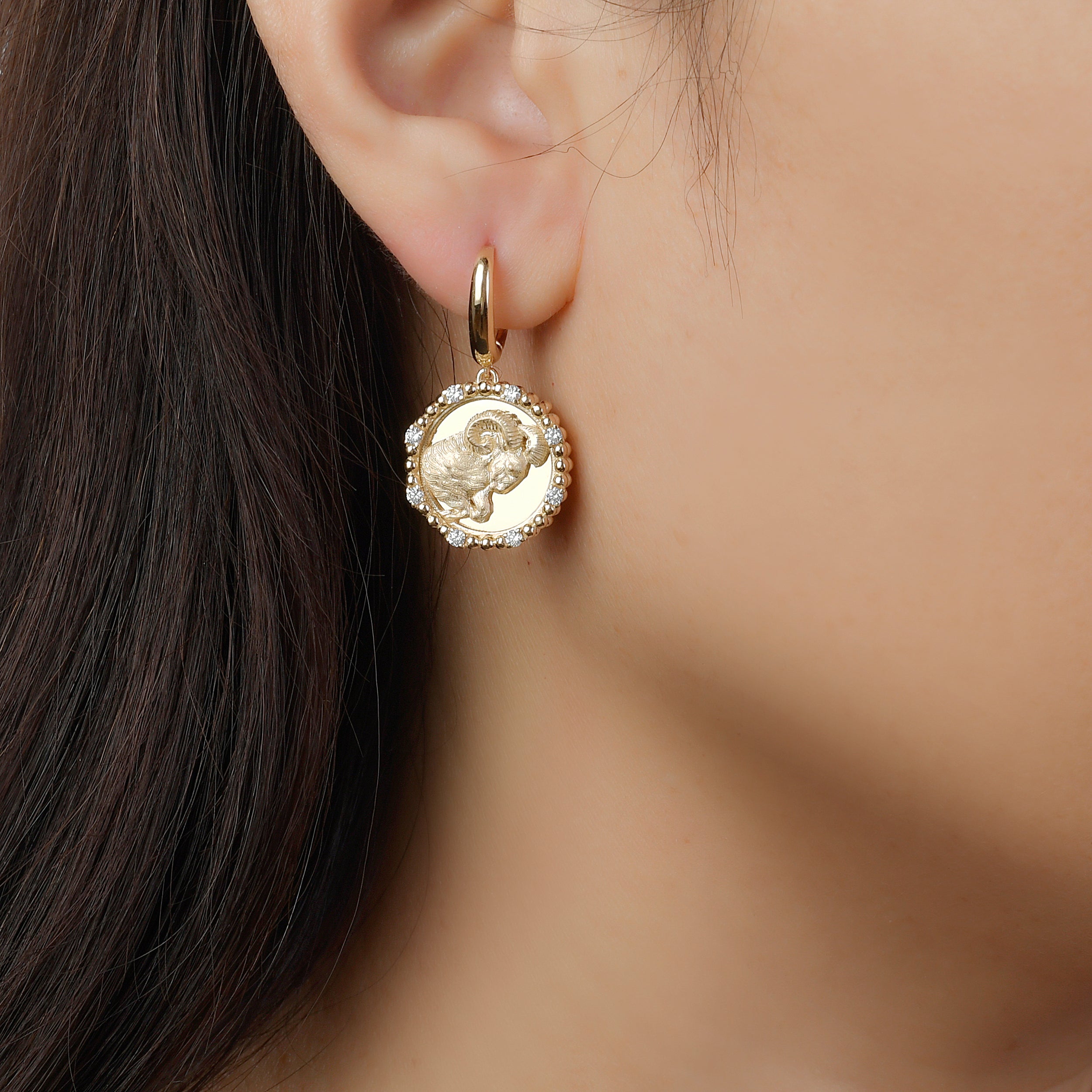Gold Zodiac Dangle Earrings