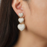 Sweetheart Puffed Diamond Heart Dangle Earrings