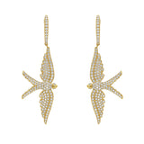 Wings of Love Diamond Huggie Drop Earrings