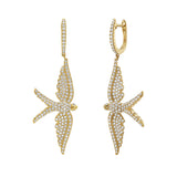 Wings of Love Diamond Huggie Drop Earrings