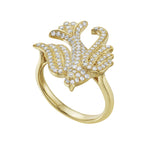 Gold and diamond bird ring