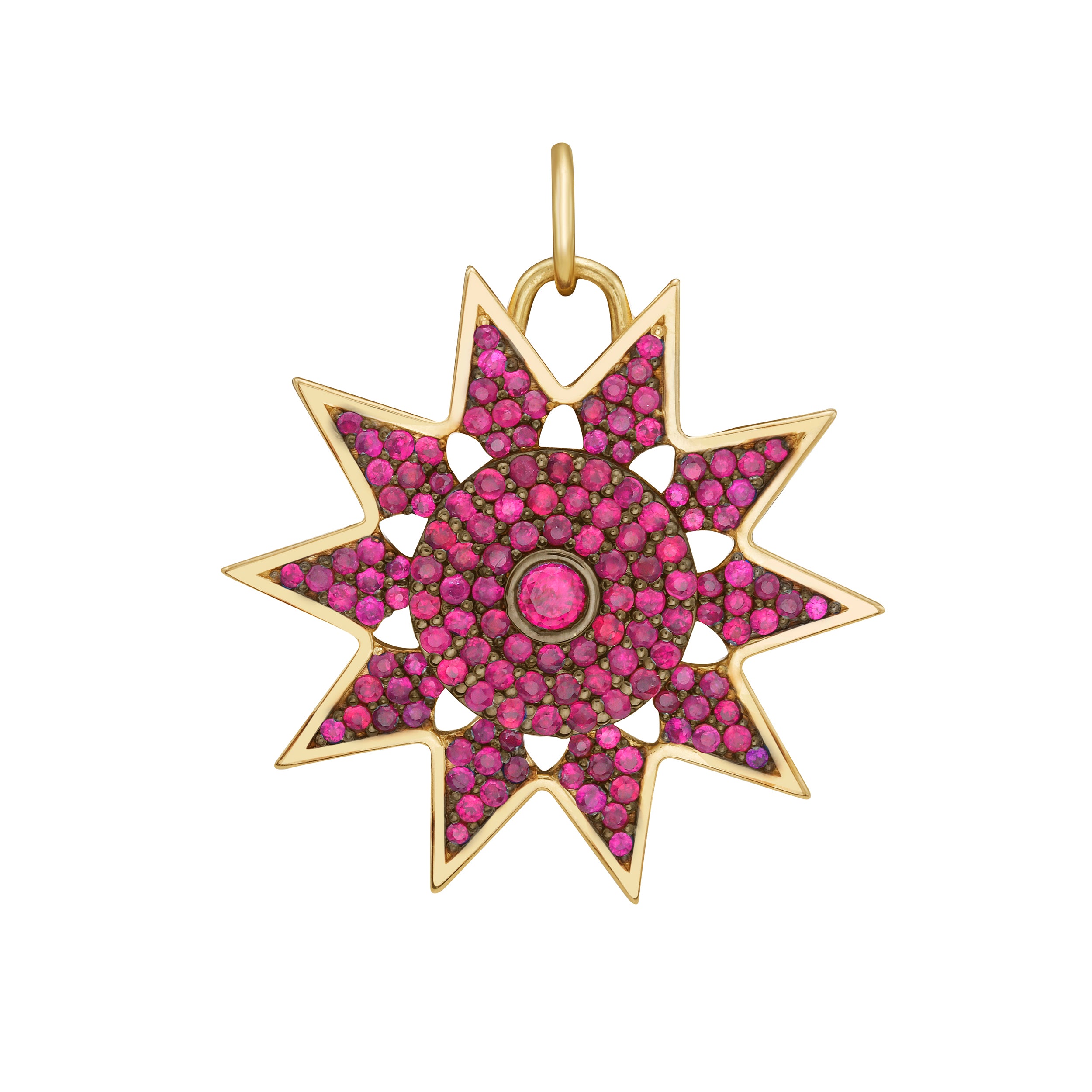 Gold Ruby Star Charm