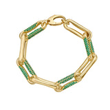 Milano Alternating Emerald Pinched Link Bracelet