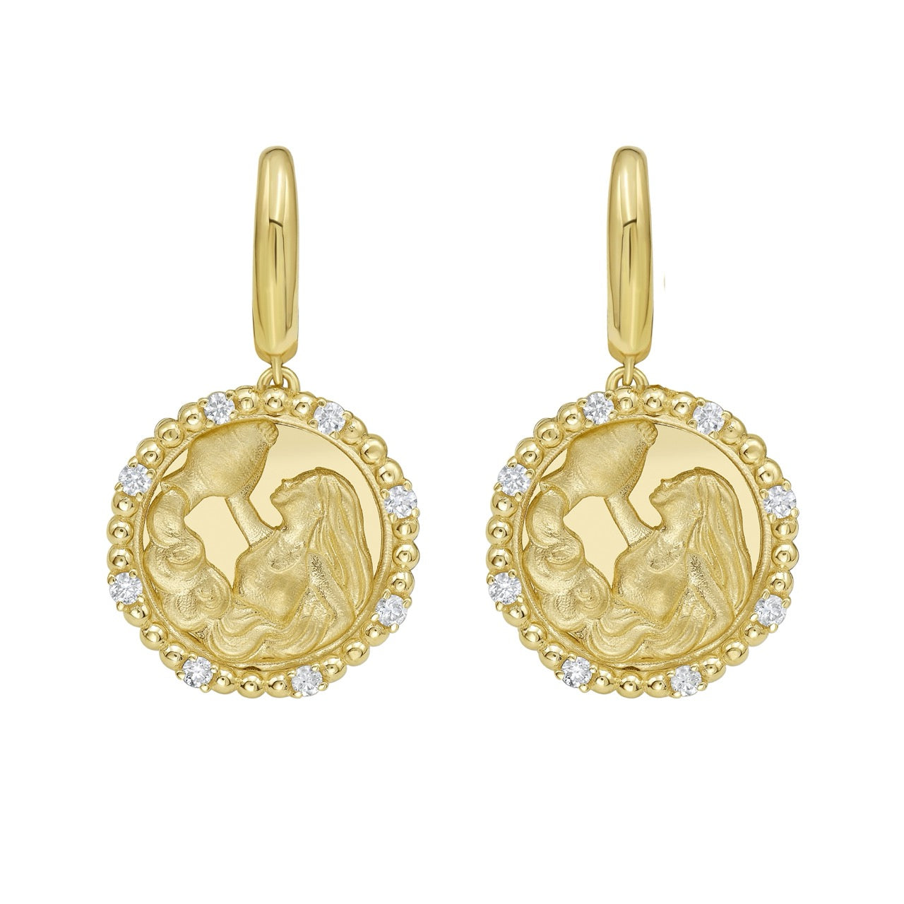 Gold Zodiac Dangle Earrings
