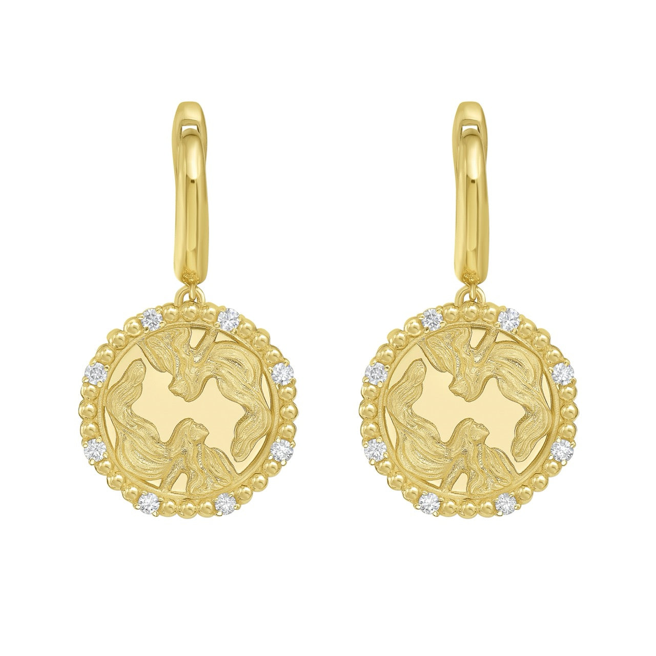 Gold Zodiac Dangle Earrings