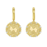 Gold Zodiac Dangle Earrings