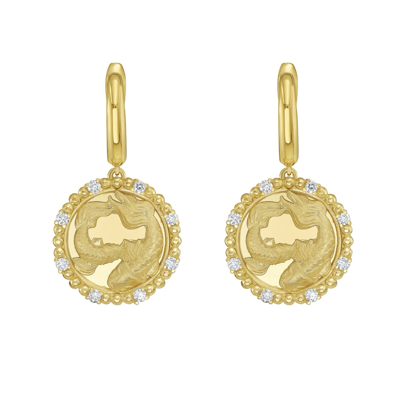 Gold Zodiac Dangle Earrings