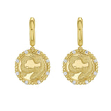 Gold Zodiac Dangle Earrings