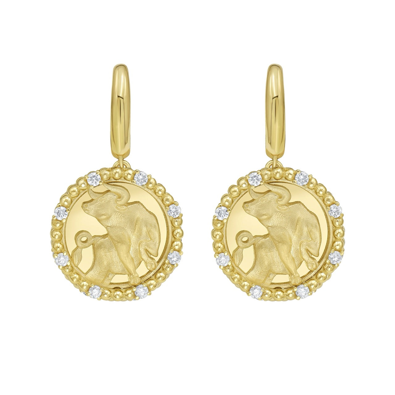 Gold Zodiac Dangle Earrings