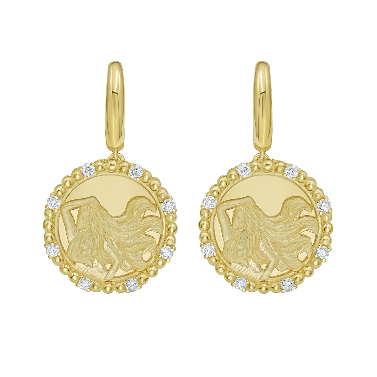 Gold Zodiac Dangle Earrings