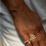 Nouvelle Pave Diamond Double Finger Ring