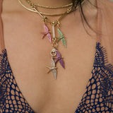 Wings of Love Pink Sapphire Swallow Charm