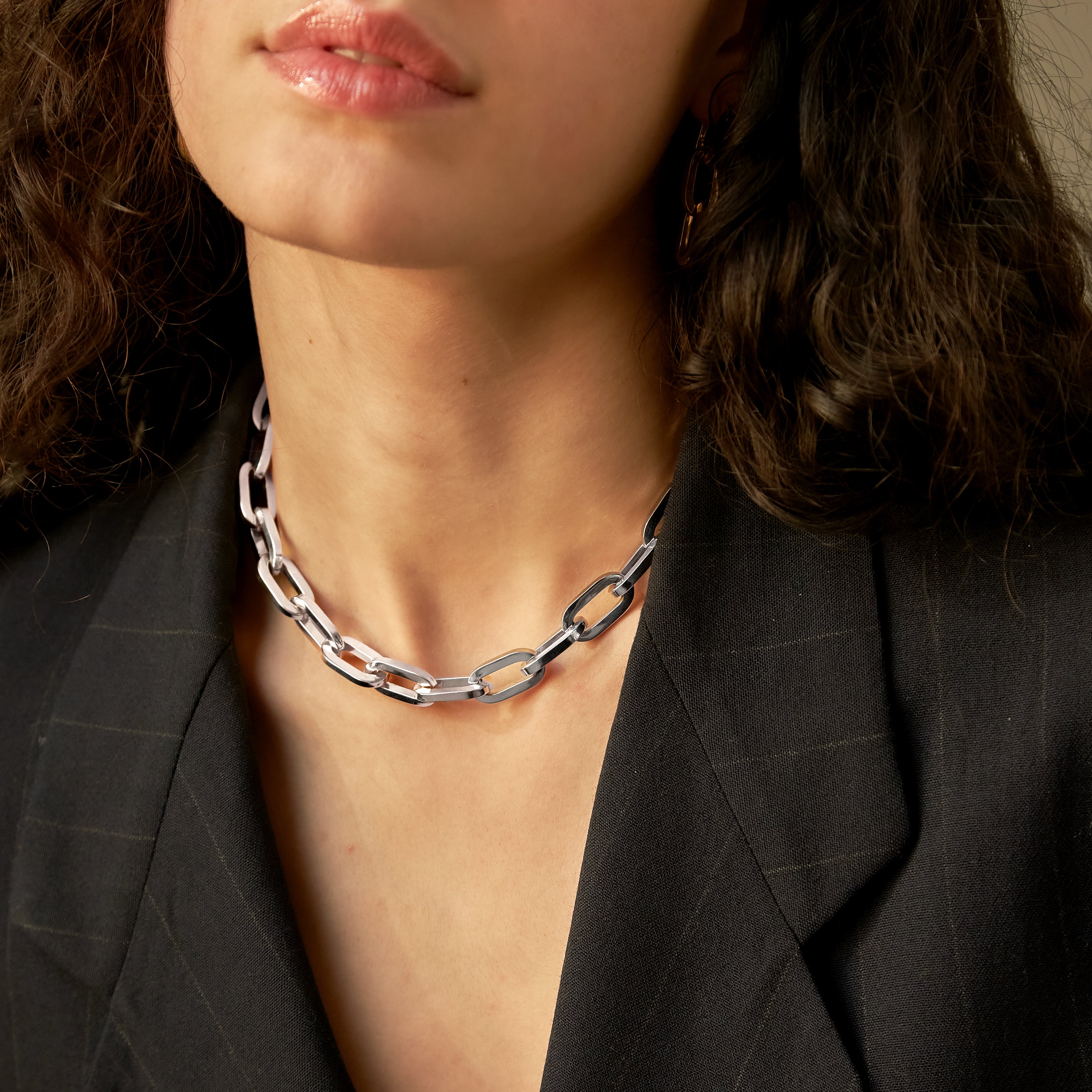 White Gold paperclip chain necklace
