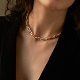 Tri color knot link italian made gold necklace