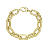 A bold statement bracelet crafted in chunky gold links with a high-polish finish and classic lobster clasp closure. Handcrafted in Italy