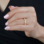 Lionheart Aurelia stackable ring in 14K gold with diamonds — fine handcrafted stacking band