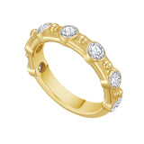 Lionheart Aurelia diamond stackable ring in 14K gold with bezel set diamonds— fine handcrafted stacking ring