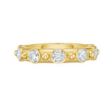 Lionheart Aurelia diamond stackable ring in 14K gold with bezel set diamonds— fine handcrafted stacking ring
