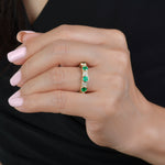 Lionheart Aurelia 14K gold stackable ring with emeralds and diamonds — luxury gemstone band for layering