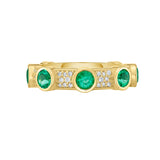 Lionheart Aurelia emerald stackable ring in 14K gold with diamonds — elegant gemstone band for layering