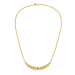 Lionheart Aurelia emerald fluted bar necklace in 14K gold with emerald and diamonds — perfect layering necklace