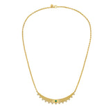 Lionheart Aurelia emerald fluted bar necklace in 14K gold with emerald and diamonds — perfect layering necklace