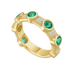 Lionheart Aurelia emerald stackable ring in 14K gold with diamonds — elegant gemstone band for layering