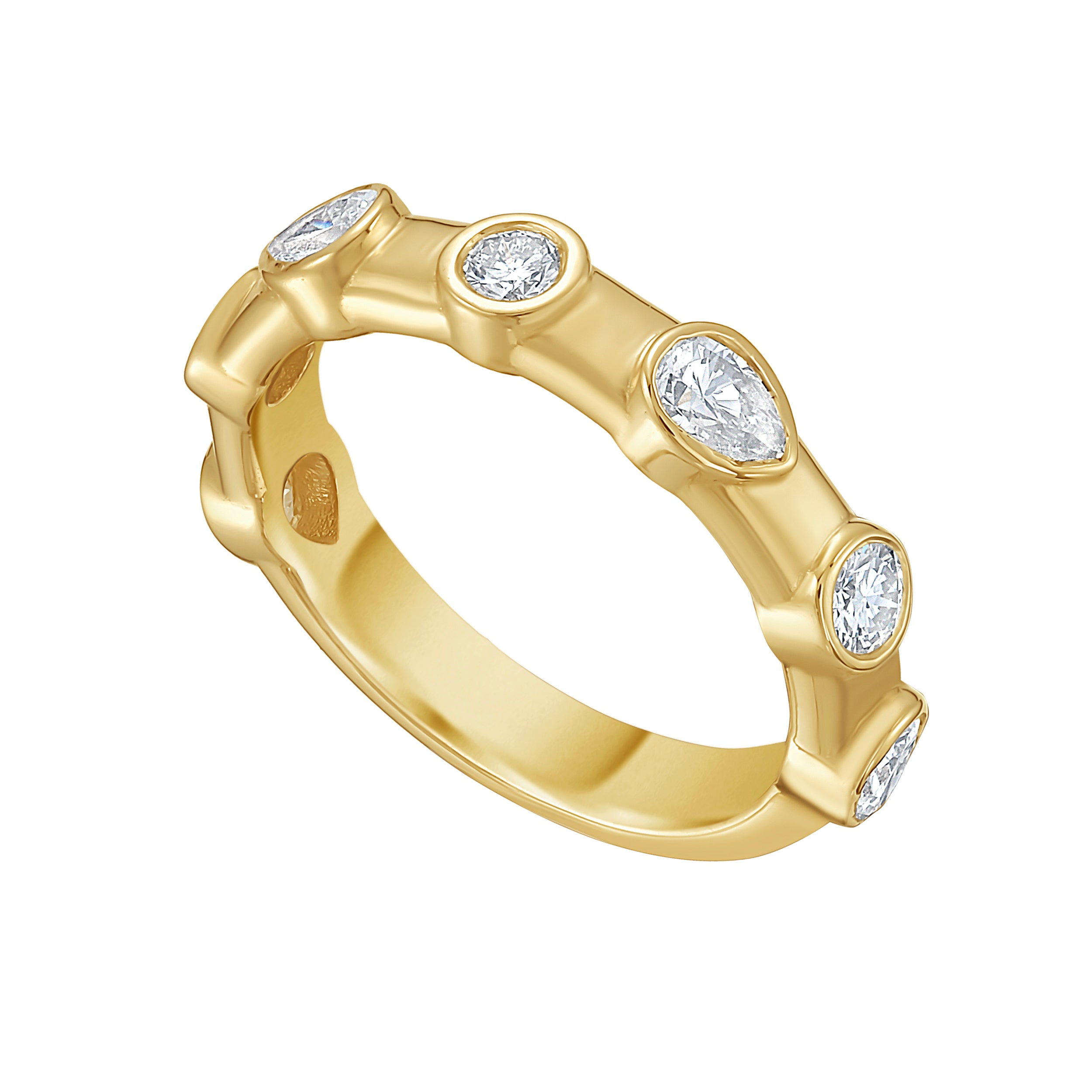 Lionheart Aurelia diamond stackable ring in 14K gold with fancy cut diamonds — timeless fine jewelry band
