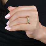 Lionheart Aurelia 14K gold stackable ring with emeralds — luxury gemstone band for layering
