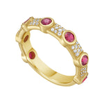 Lionheart Aurelia ruby stackable ring in 14K gold with diamonds — romantic gemstone band for everyday elegance